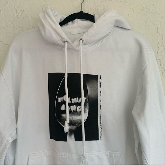 HELMUT LANG Hooded Sweatshirt Mens Size XL Graphic Pockets Designer - Picture 3 of 12